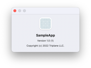 An image of a Mac app's about screen with a copyright notice